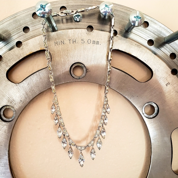 Vintage silver/rhinestone choker necklace - Picture 1 of 4